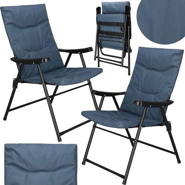 Krzesła turystyczne 2 szt. wędkarskie składane krzesełka na biwak, plaże niebieskie
