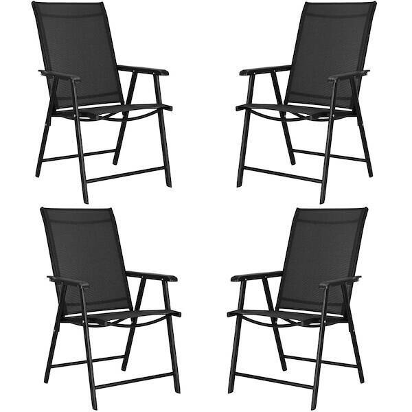 Krzesło ogrodowe, zestaw 4 krzeseł metalowych na balkon czarne