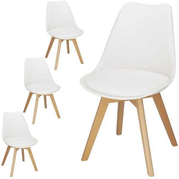 Krzesło skandynawskie 4 szt. do kuchni salonu jadalni Verde tapicerowana poduszka białe