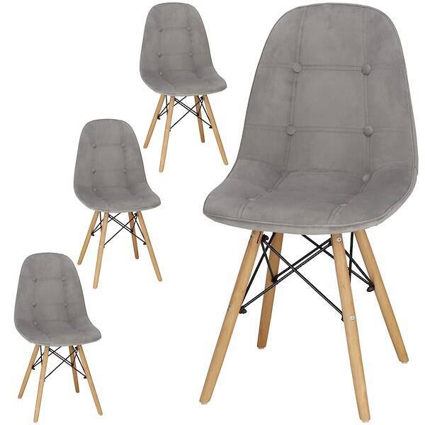 Krzesło skandynawskie 4 szt. krzesła do kuchni salonu jadalni tapicerowana szare
