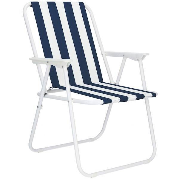 Krzesło turystyczne, składane na plażę i do ogrodu niebieskie pasy