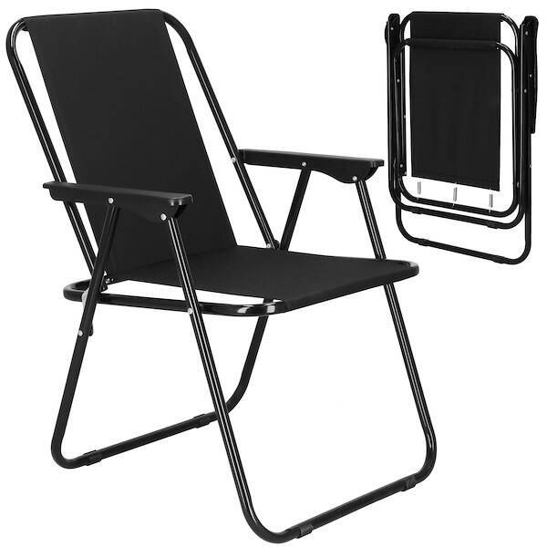 Krzesło turystyczne, wędkarskie składane krzesełko na biwak, plaże czarne