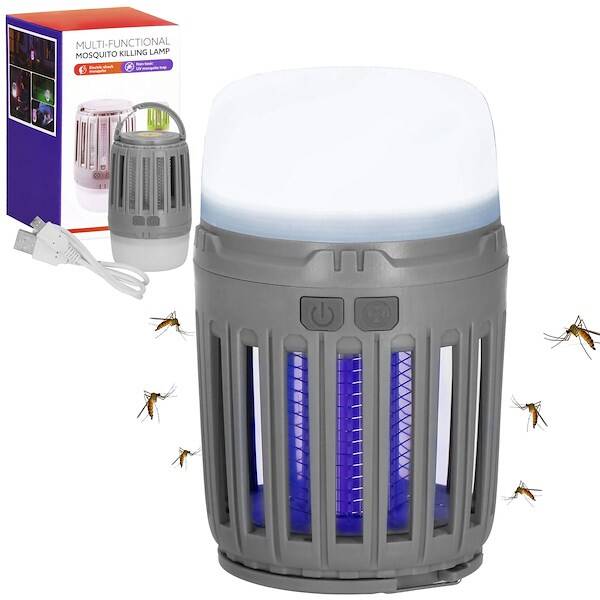 Lampa owadobójcza UV na komary, muchy, ćmy turystyczna 3w1