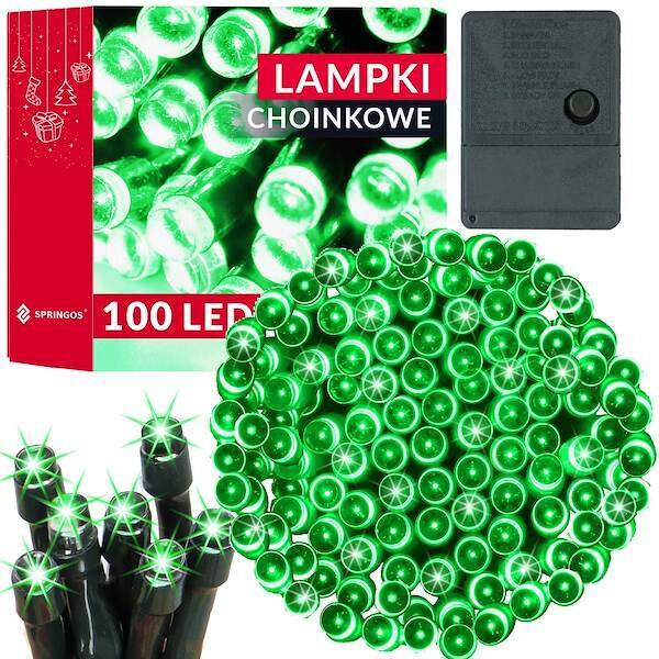 Lampki choinkowe 100 led zielone 8,5 m oświetlenie świąteczne