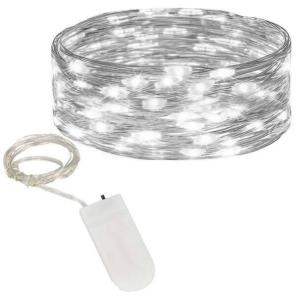 Lampki choinkowe 30 LED druciki mikro na baterie zimny biały