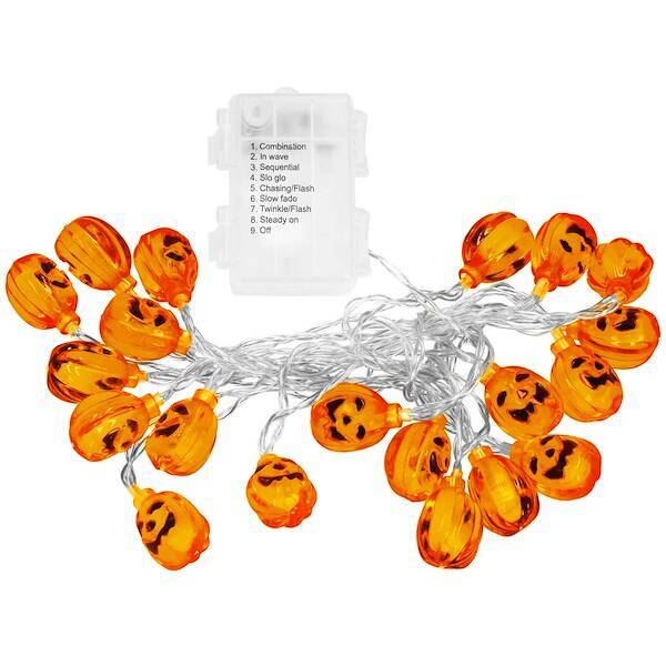 Lampki na Halloween dynie girlanda łańcuch świetlny na baterie i pilota 20 LED