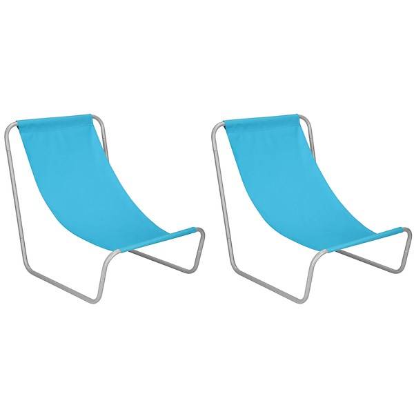 Leżak ogrodowy 2 szt. metalowy fotel składany, leżanka niebieska