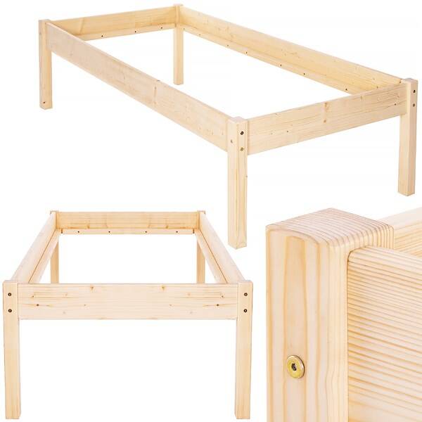 Łóżko drewniane dla seniora 200x90 cm jednoosobowe z drewna iglastego wysokie
