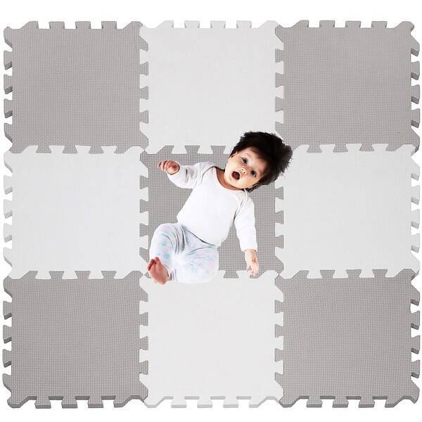 Mata piankowa, puzzle dla dzieci 95,5 x 95,5 cm pianka EVA szaro-białe
