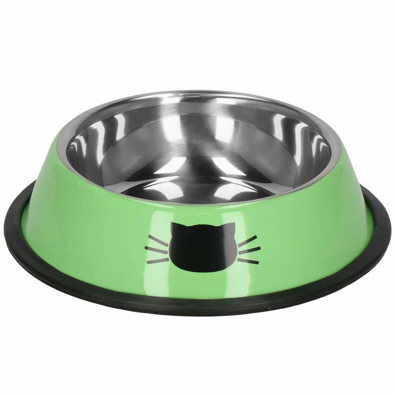 Miska dla kota metalowa, antypoślizgowa na gumie zielona