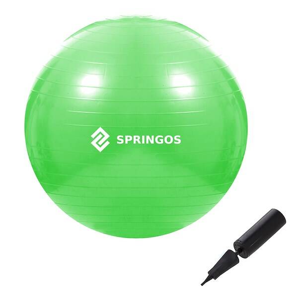 Piłka fitness gimnastyczna do ćwiczeń 65 cm zielona z pompką