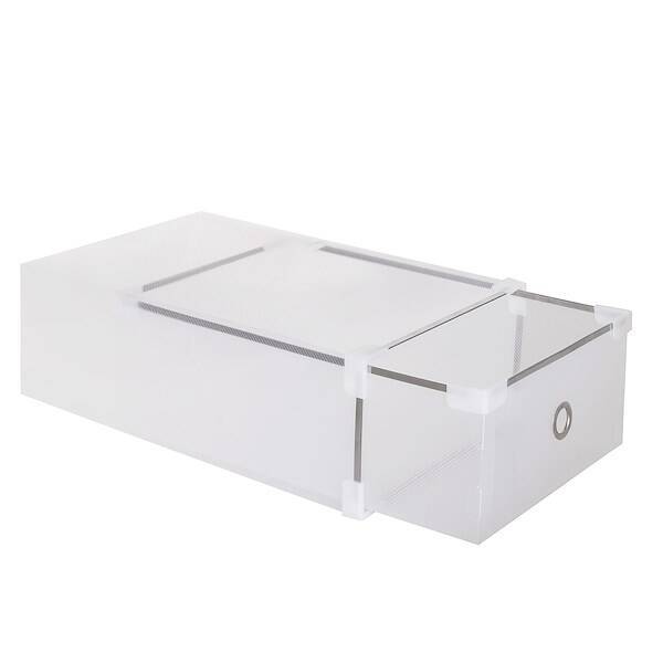 Pudełko na buty z szufladą 34x22,5x13 cm biały organizer