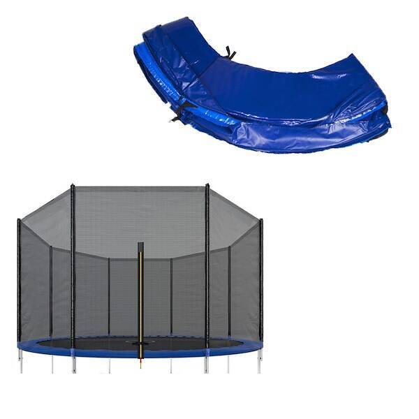 Siatka do trampoliny zewnetrzna z osłoną na sprężyny 305 cm 10 FT 8 słupków niebieska