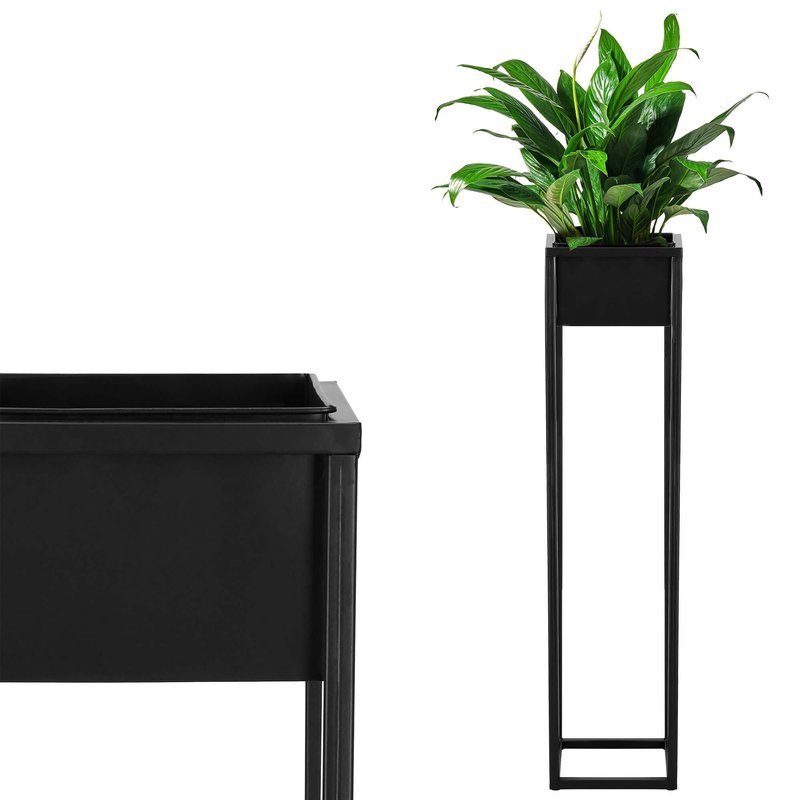 Stojący kwietnik 100 cm stojak z doniczką na kwiaty nowoczesny loft czarny mat