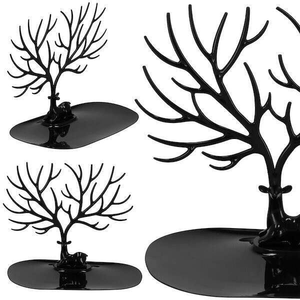 Stojak na biżuterię drzewko 25x23x15 cm czarny jeleń organizer na kolczyki