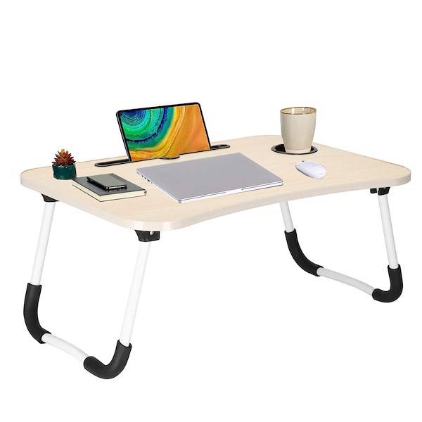 Stolik pod laptopa, składana podstawka na komputer imitacja jasnego drewna