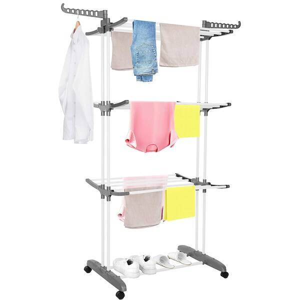 Suszarka na pranie pionowa na kółkach 170x72x62 cm składana na ubrania, bieliznę