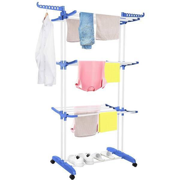 Suszarka na pranie pionowa na kółkach 170x75,5x57 cm składana na ubrania, bieliznę