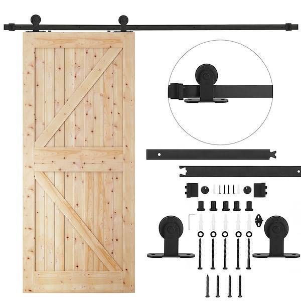 System do drzwi przesuwnych 200 cm prowadnica do 100 kg, barn door stal czarny kółka