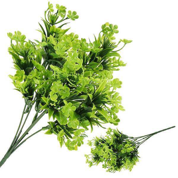 Sztuczne liście 5 gałązek zielony bukiet dekoracyjny 33 cm