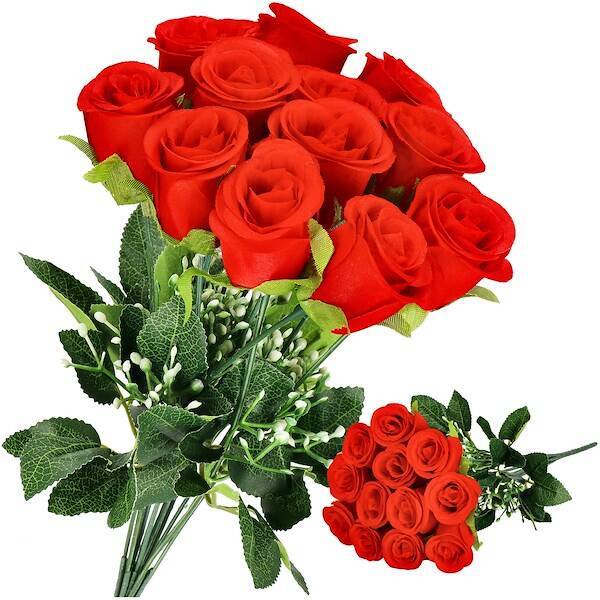Sztuczny bukiet róż 12 czerwonych kwiatów na ślub dekoracje do domu