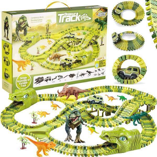 Tor wyścigowy park dinozaurów zestaw 240 elementów zabawka dla dzieci 