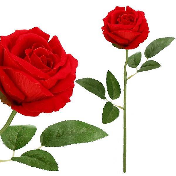 Wieczna róża z łodygą 50cm sztuczny kwiat jak żywy czerwony