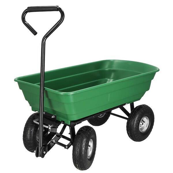 Wózek ogrodowy transportowy metalowy 250kg z funkcją wywrotki zielony