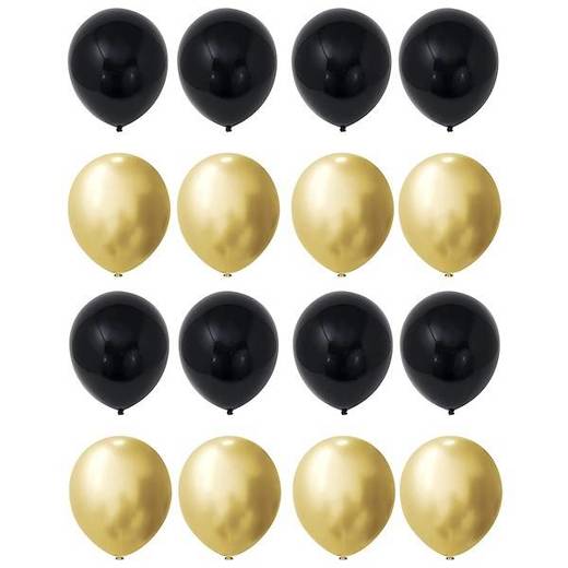 Balony czarne, złote na 40 urodziny zestaw 27 szt.