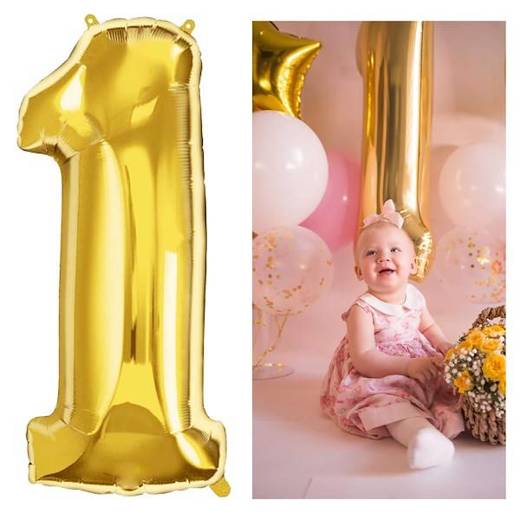 Balony na urodziny cyfra 18 foliowe 40 cm złote