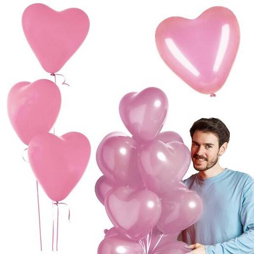 Balony serca na walantynki, urodziny 50 szt. różowe serduszka