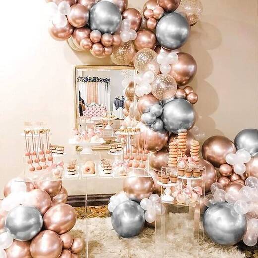 Balony urodzinowe 50 szt. zestaw dekoracje białe, szare, różowe, z konfetti