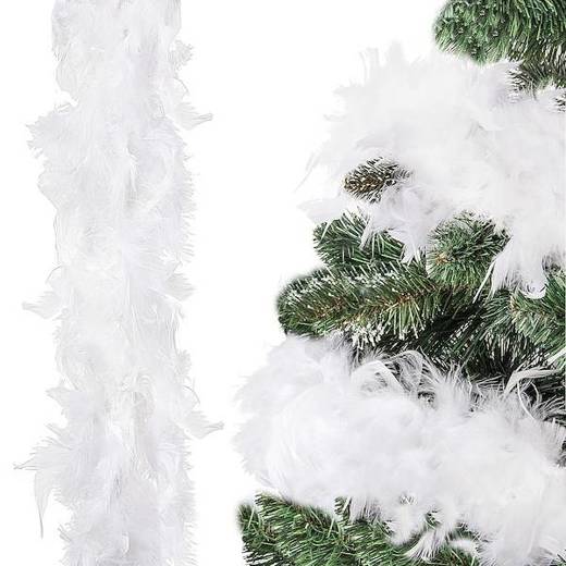 Boa z piór naturalnych 300 cm łańcuch na choinkę, ozdoba świąteczna biały