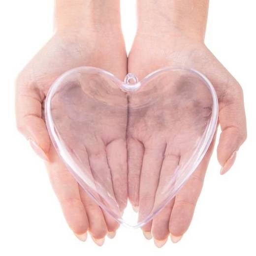 Bombki akrylowe 12cm serce plastikowe decoupage zestaw 10 szt.