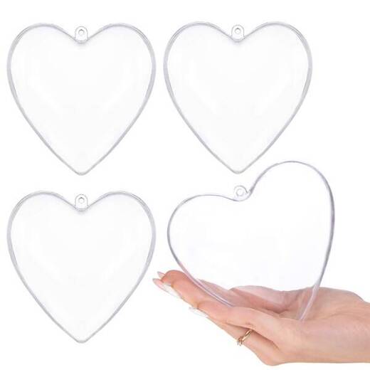 Bombki akrylowe 12cm serce plastikowe decoupage zestaw 4 szt.