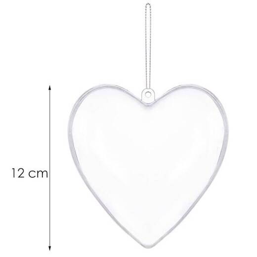 Bombki akrylowe 12cm serce plastikowe decoupage zestaw 4 szt.