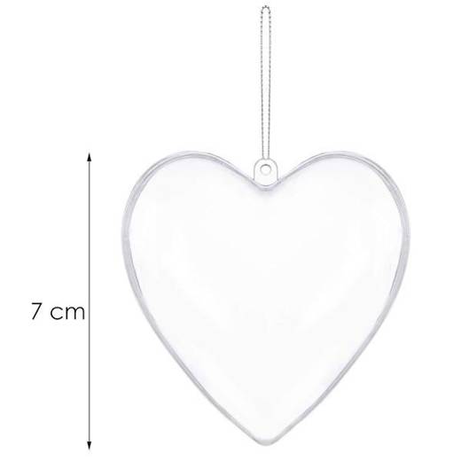 Bombki akrylowe 7cm serce plastikowe decoupage zestaw 10 szt.