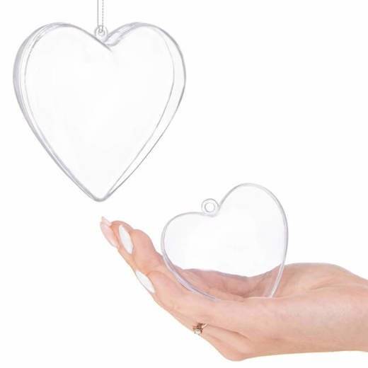 Bombki akrylowe 7cm serce plastikowe decoupage zestaw 2 szt.