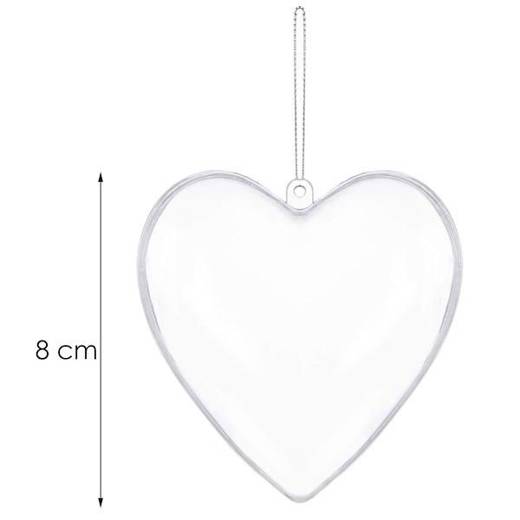 Bombki akrylowe 8cm serce plastikowe decoupage zestaw 10 szt.