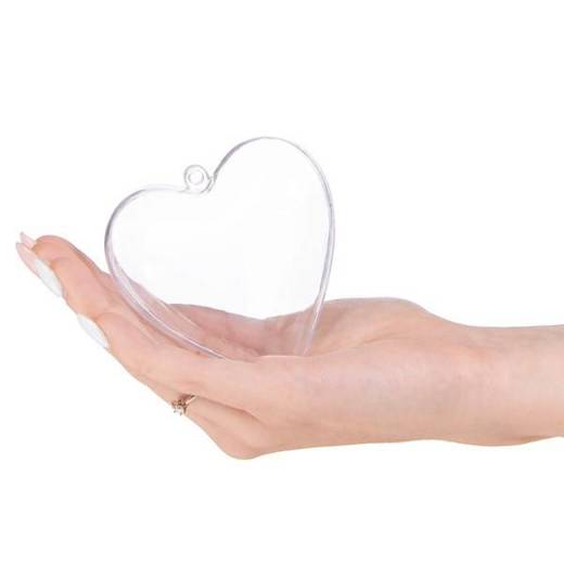 Bombki akrylowe 8cm serce plastikowe decoupage zestaw 12 szt.