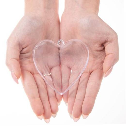 Bombki akrylowe 8cm serce plastikowe decoupage zestaw 8 szt.