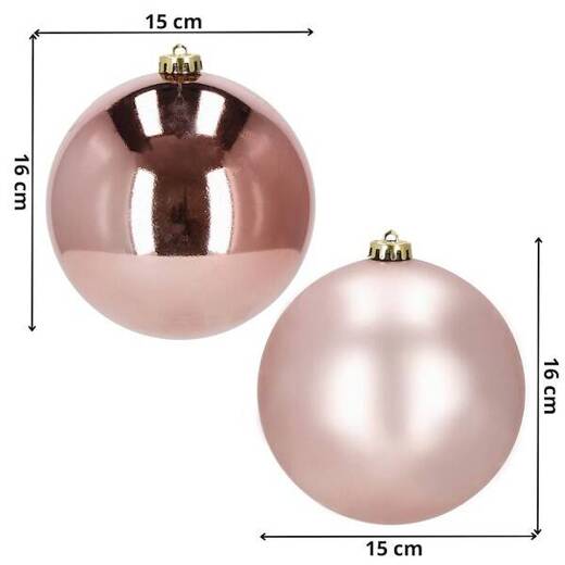 Bombki choinkowe 2 szt. ozdoby świąteczne zawieszki 15 cm rose gold