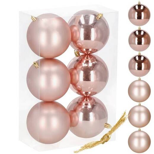 Bombki choinkowe 6 szt. ozdoby świąteczne zestaw 10cm rose gold