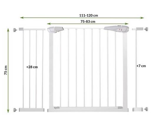 Bramka zabezpieczająca barierka rozporowa 76-120 cm biała 