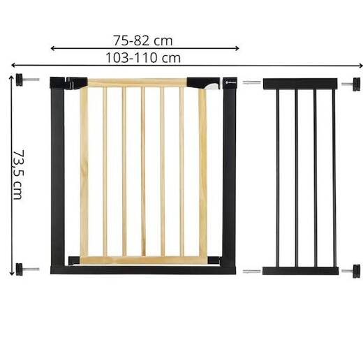 Bramka zabezpieczająca schody 75-110 cm bramka rozporowa brązowo-czarna  