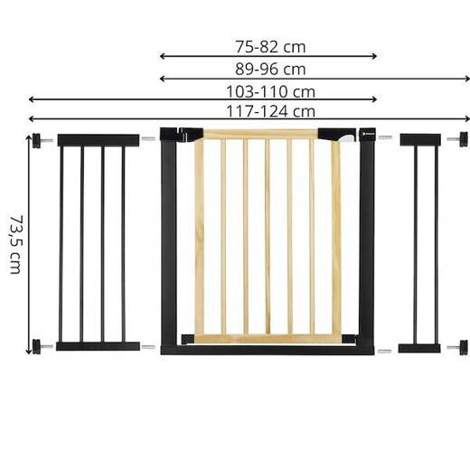 Bramka zabezpieczająca schody 75-124 cm bramka rozporowa brązowo-czarna 