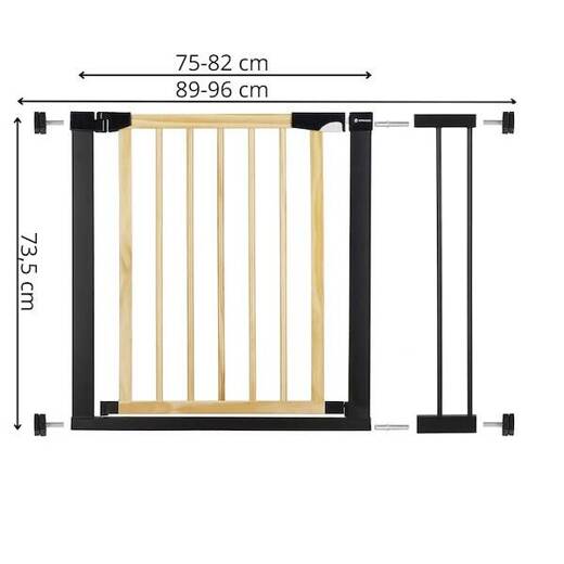 Bramka zabezpieczająca schody przed dziećmi 75-96 cm bramka rozporowa brązowo-czarna