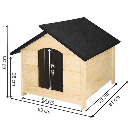Buda dla psa, drewniana 81x69x67 cm z otwieranym dachem, jasny brąz