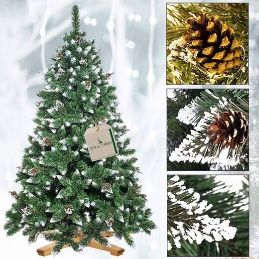 Choinka sztuczna 150 cm Premium Royal Trees sosna diamentowa ośnieżona z szyszkami