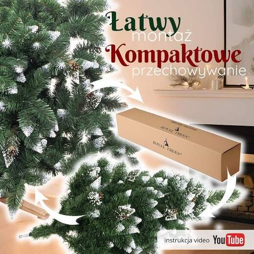 Choinka sztuczna 150 cm Premium Royal Trees sosna diamentowa ośnieżona z szyszkami